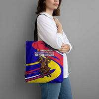 Andorra Tote Bag with Cartoon Ibex and Swirl Stripe Design - Wonder Print Shop