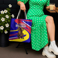 Andorra Tote Bag with Cartoon Ibex and Swirl Stripe Design - Wonder Print Shop
