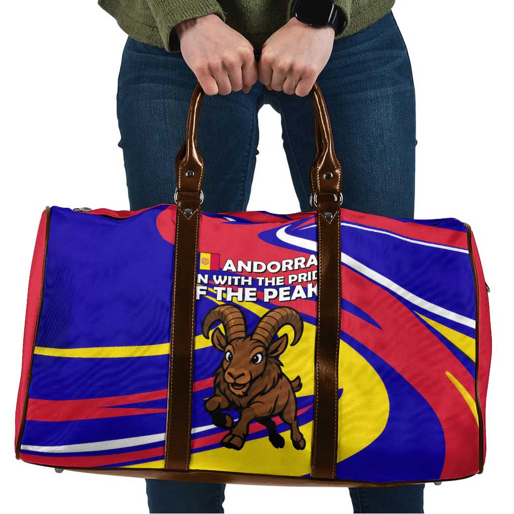 Andorra Travel Bag with Cartoon Ibex and Swirl Stripe Design TS04