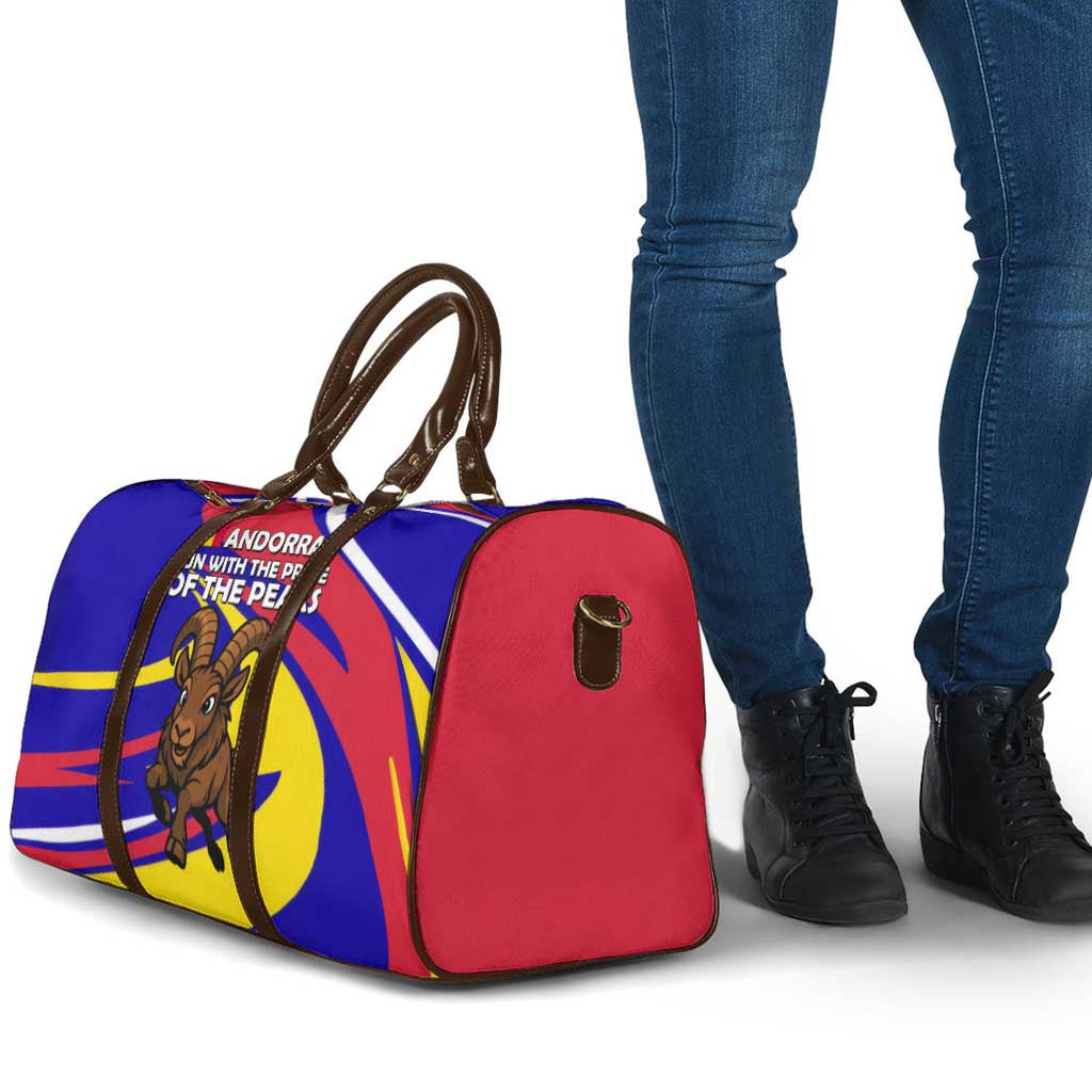 Andorra Travel Bag with Cartoon Ibex and Swirl Stripe Design TS04
