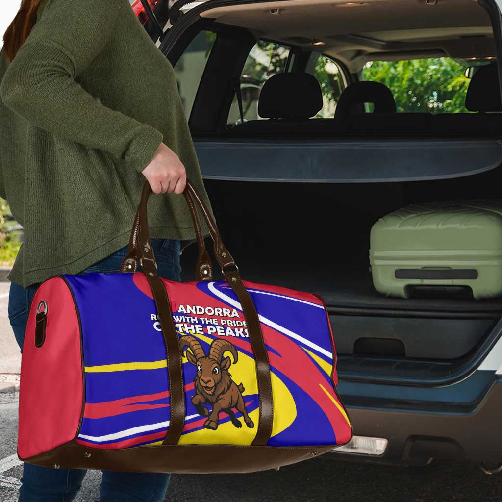 Andorra Travel Bag with Cartoon Ibex and Swirl Stripe Design TS04