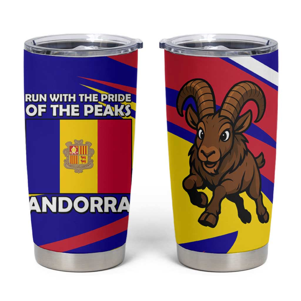 Andorra Tumbler Cup with Cartoon Ibex and Swirl Stripe Design TS04