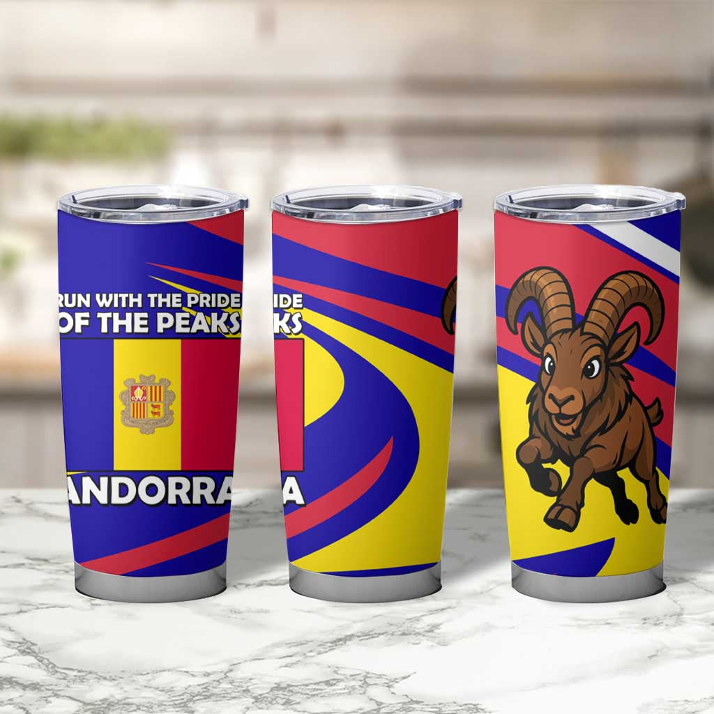 Andorra Tumbler Cup with Cartoon Ibex and Swirl Stripe Design TS04