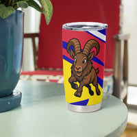 Andorra Tumbler Cup with Cartoon Ibex and Swirl Stripe Design TS04