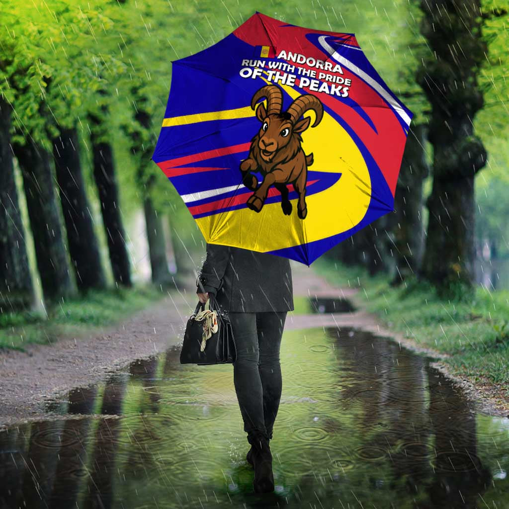 Andorra Umbrella with Cartoon Ibex and Swirl Stripe Design TS04