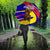 Andorra Umbrella with Cartoon Ibex and Swirl Stripe Design TS04