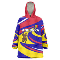 Andorra Wearable Blanket Hoodie with Cartoon Ibex and Swirl Stripe Design - Wonder Print Shop