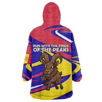 Andorra Wearable Blanket Hoodie with Cartoon Ibex and Swirl Stripe Design - Wonder Print Shop