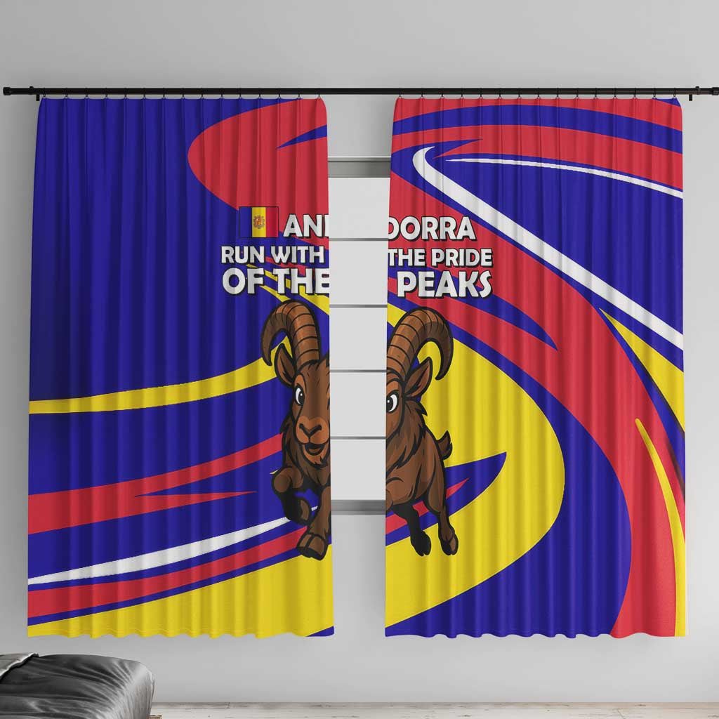 Andorra Window Curtain with Cartoon Ibex and Swirl Stripe Design TS04