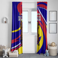 Andorra Window Curtain with Cartoon Ibex and Swirl Stripe Design TS04