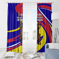 Andorra Window Curtain with Cartoon Ibex and Swirl Stripe Design TS04