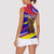 Andorra Women Sleeveless Polo Shirt with Cartoon Ibex and Swirl Stripe Design - Wonder Print Shop