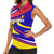 Andorra Women Sleeveless Polo Shirt with Cartoon Ibex and Swirl Stripe Design - Wonder Print Shop
