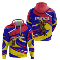 Andorra Zip Hoodie with Cartoon Ibex and Swirl Stripe Design - Wonder Print Shop