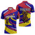Andorra Zipper Polo Shirt with Cartoon Ibex and Swirl Stripe Design - Wonder Print Shop