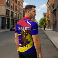 Andorra Zipper Polo Shirt with Cartoon Ibex and Swirl Stripe Design - Wonder Print Shop