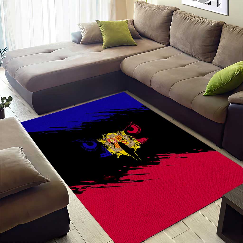 Andorra Area Rug with Eagle Eyes and Paint Stroke Design - Wonder Print Shop