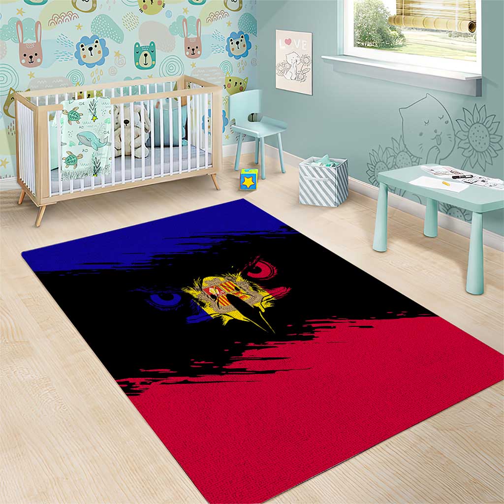 Andorra Area Rug with Eagle Eyes and Paint Stroke Design - Wonder Print Shop