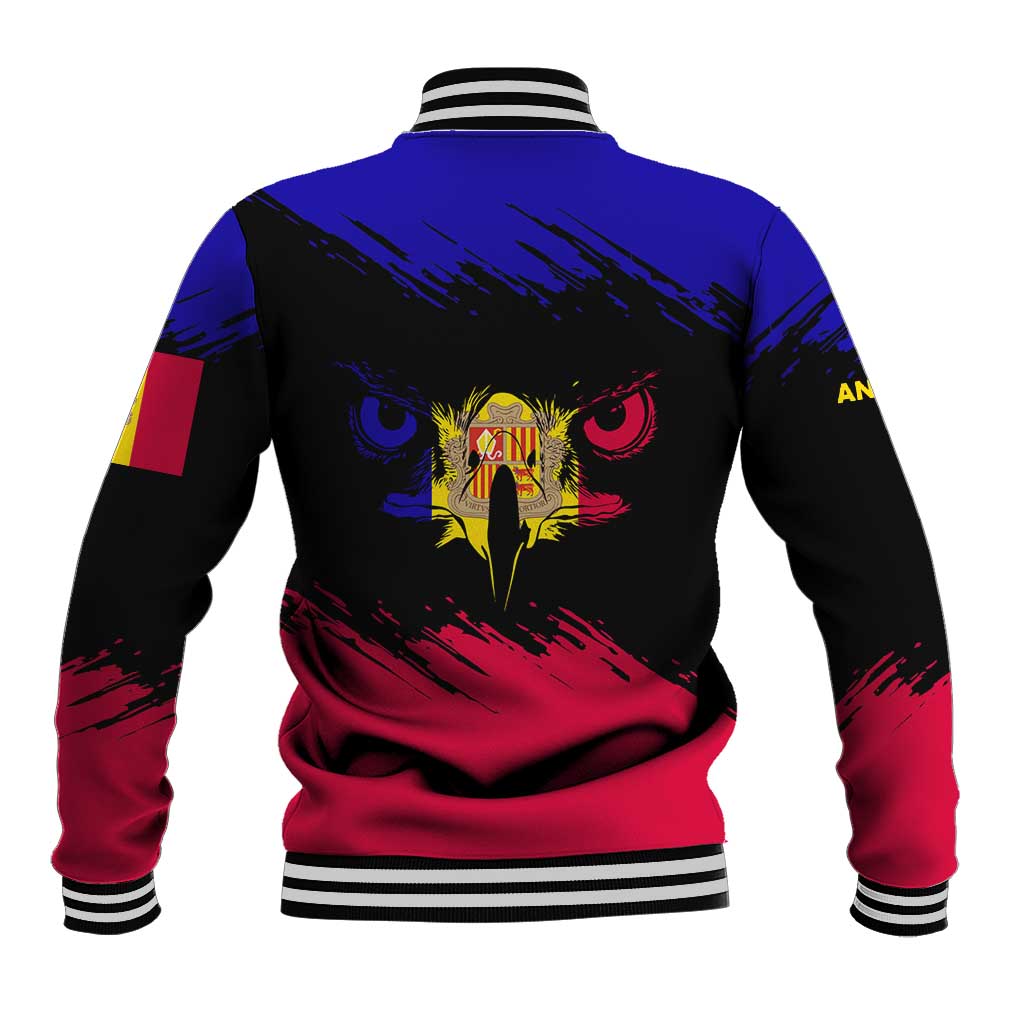 Andorra Baseball Jacket with Eagle Eyes and Paint Stroke Design - Wonder Print Shop