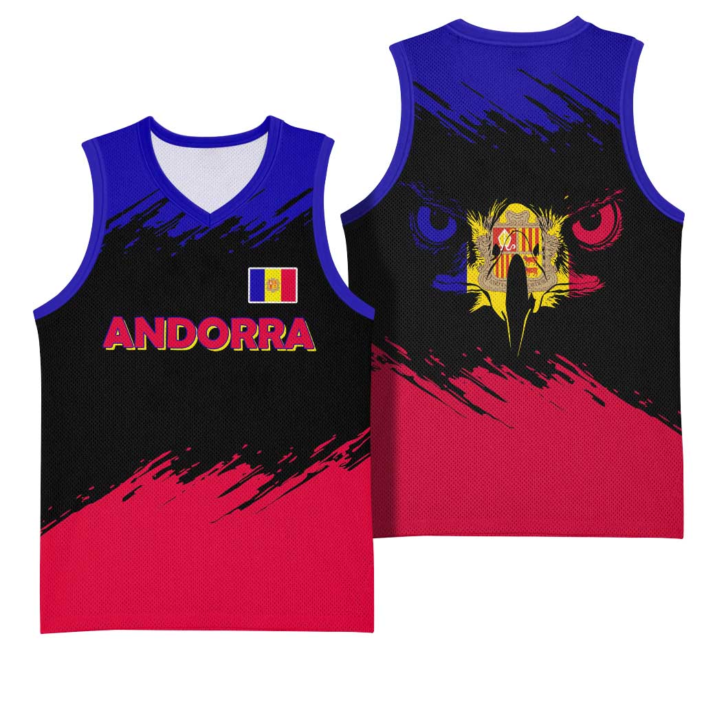 Andorra Basketball Jersey with Eagle Eyes and Paint Stroke Design - Wonder Print Shop