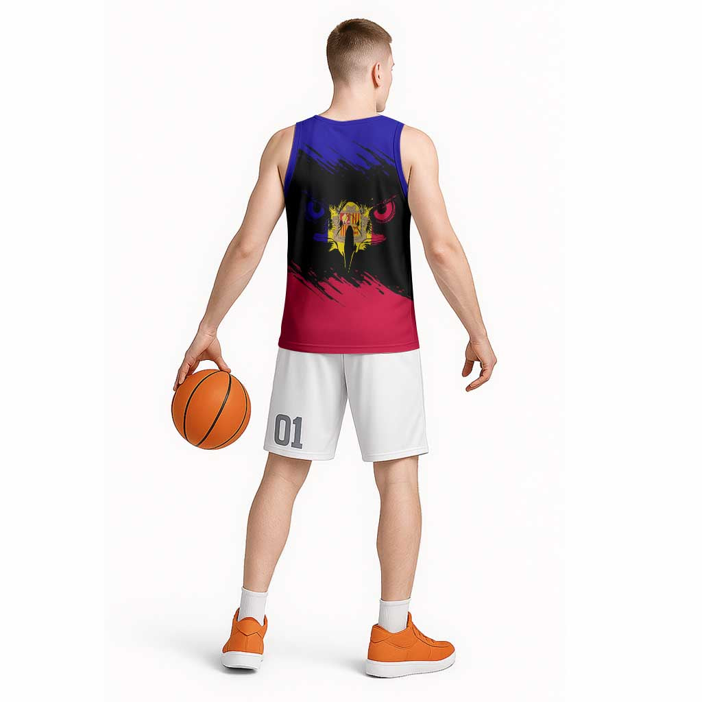 Andorra Basketball Jersey with Eagle Eyes and Paint Stroke Design - Wonder Print Shop