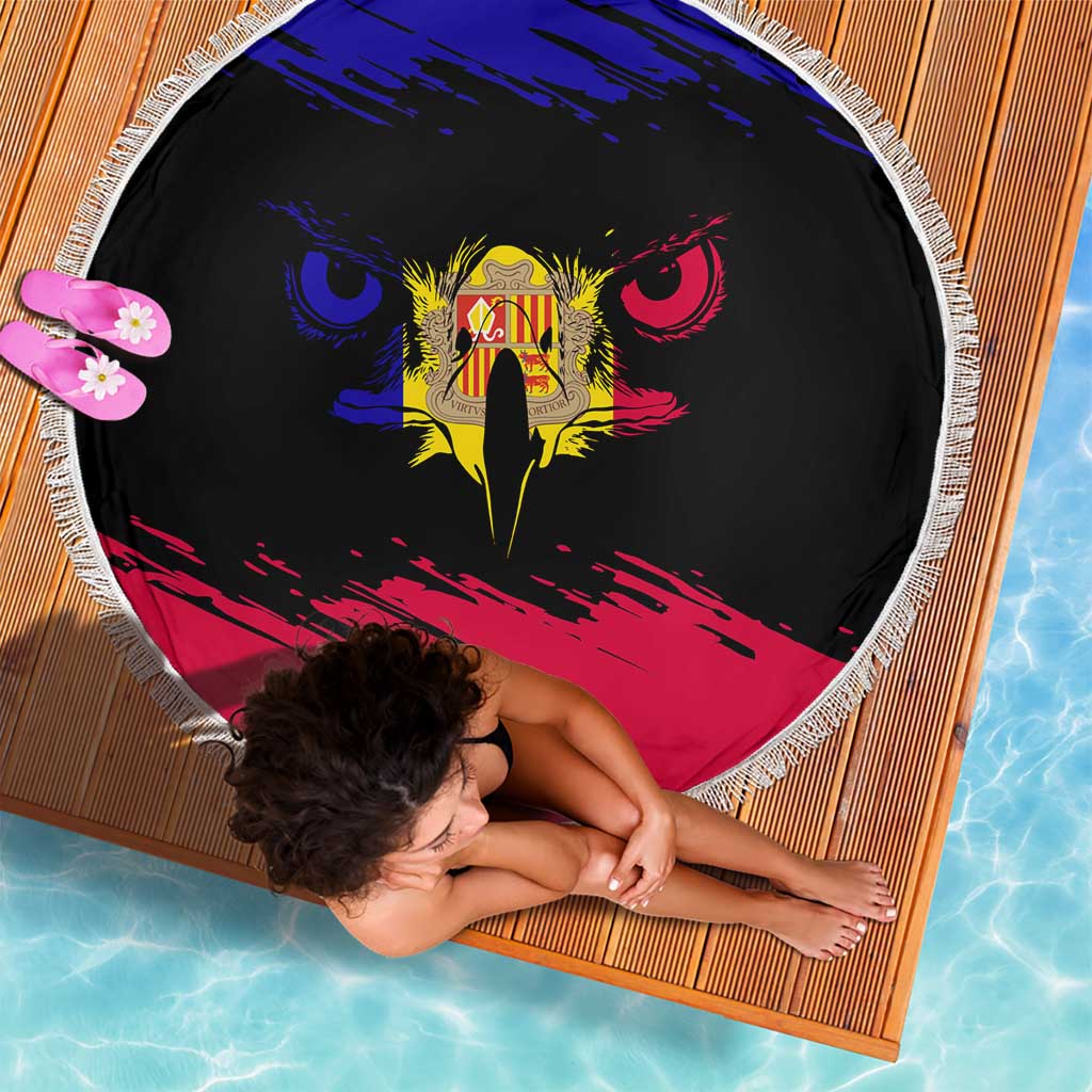 Andorra Beach Blanket with Eagle Eyes and Paint Stroke Design - Wonder Print Shop
