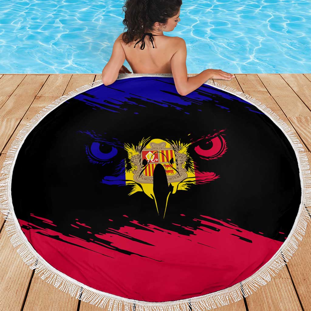 Andorra Beach Blanket with Eagle Eyes and Paint Stroke Design - Wonder Print Shop