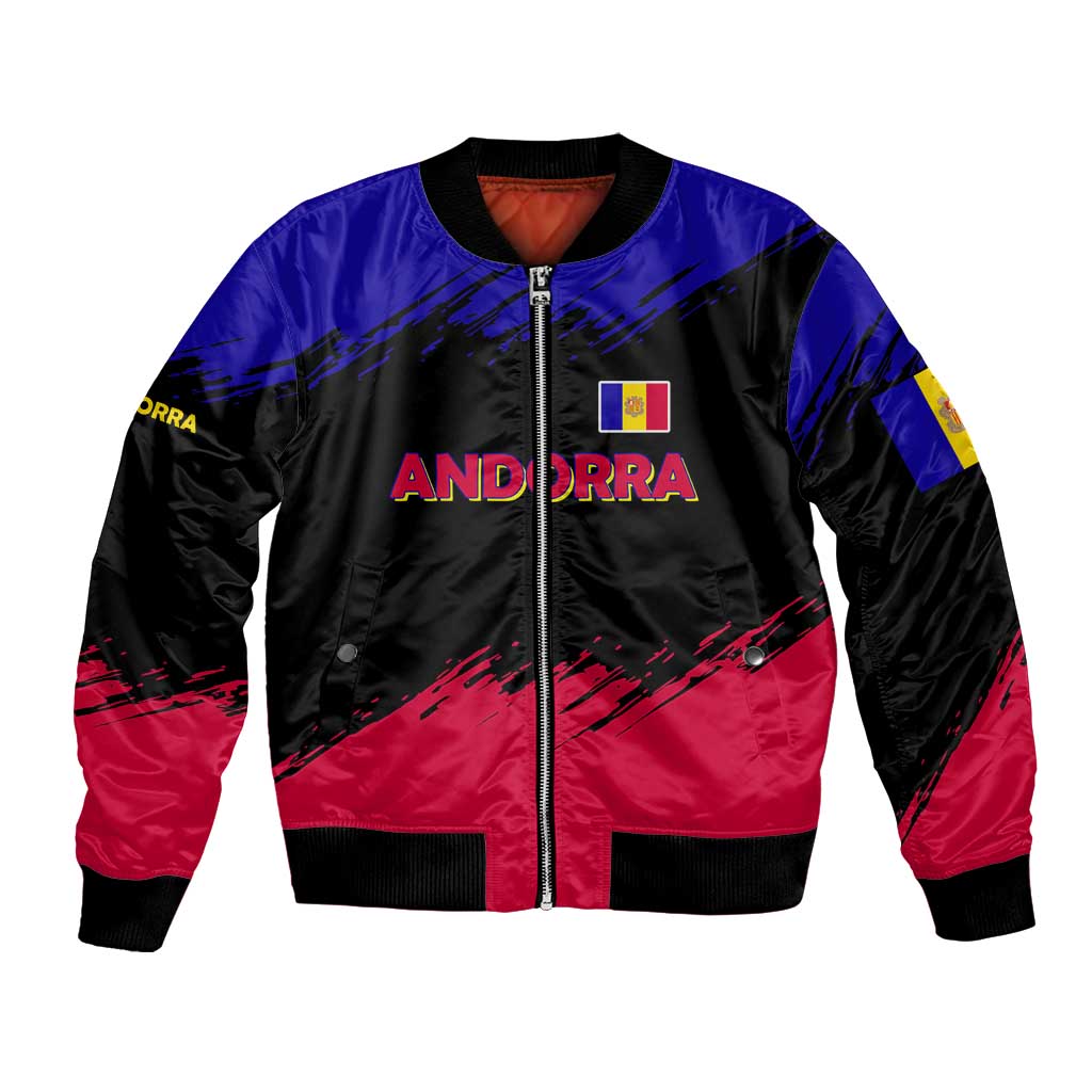 Andorra Bomber Jacket with Eagle Eyes and Paint Stroke Design - Wonder Print Shop