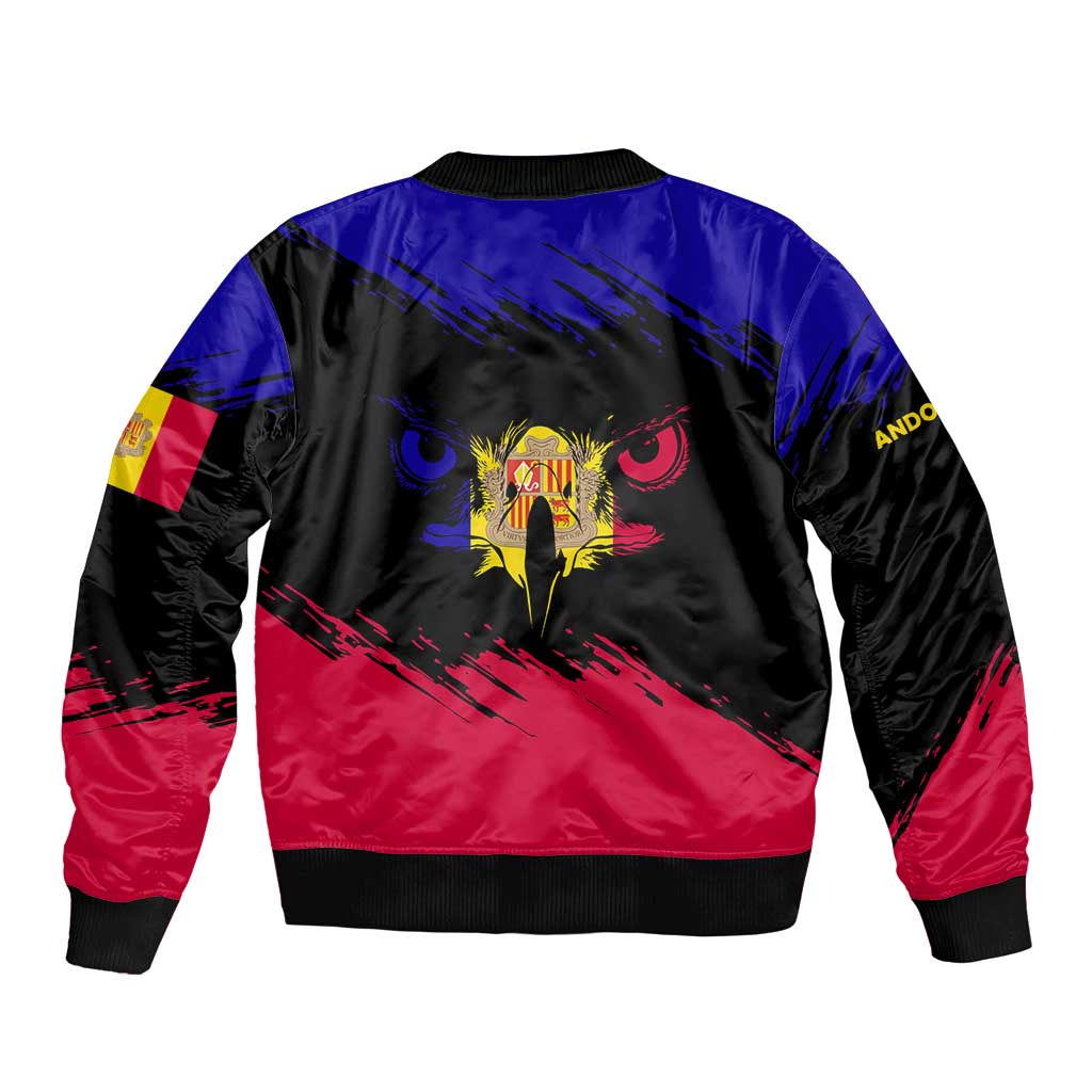 Andorra Bomber Jacket with Eagle Eyes and Paint Stroke Design - Wonder Print Shop