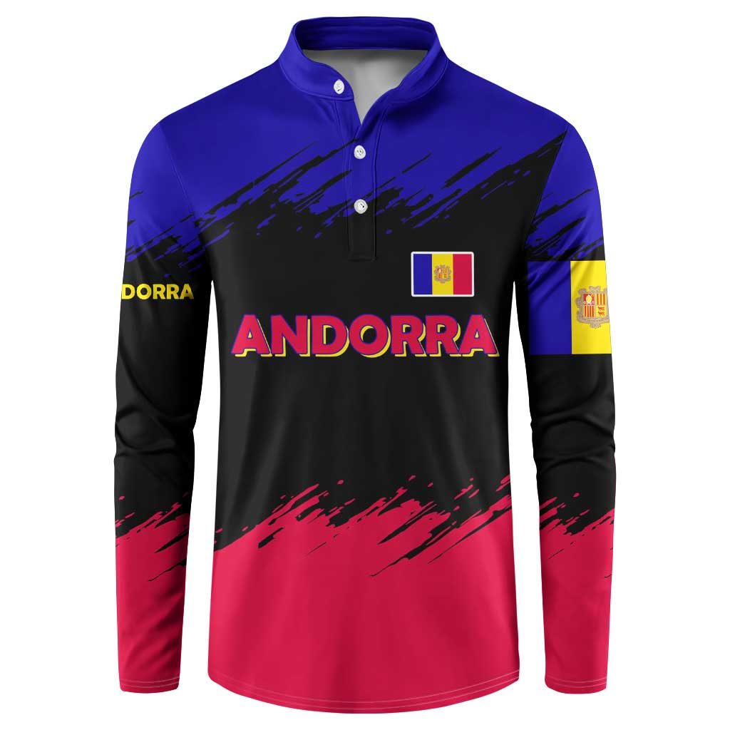 Andorra Button Sweatshirt with Eagle Eyes and Paint Stroke Design - Wonder Print Shop