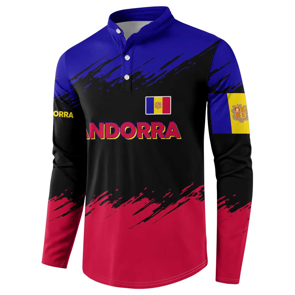 Andorra Button Sweatshirt with Eagle Eyes and Paint Stroke Design - Wonder Print Shop