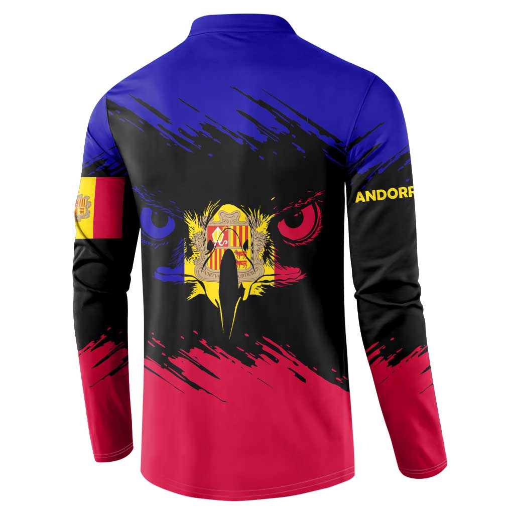 Andorra Button Sweatshirt with Eagle Eyes and Paint Stroke Design - Wonder Print Shop