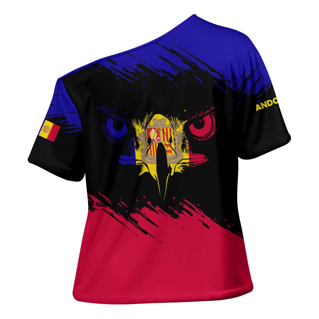 Andorra Cross Shoulder Shirt with Eagle Eyes and Paint Stroke Design - Wonder Print Shop
