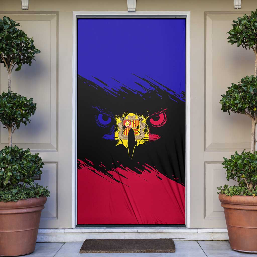 Andorra Door Cover with Eagle Eyes and Paint Stroke Design - Wonder Print Shop