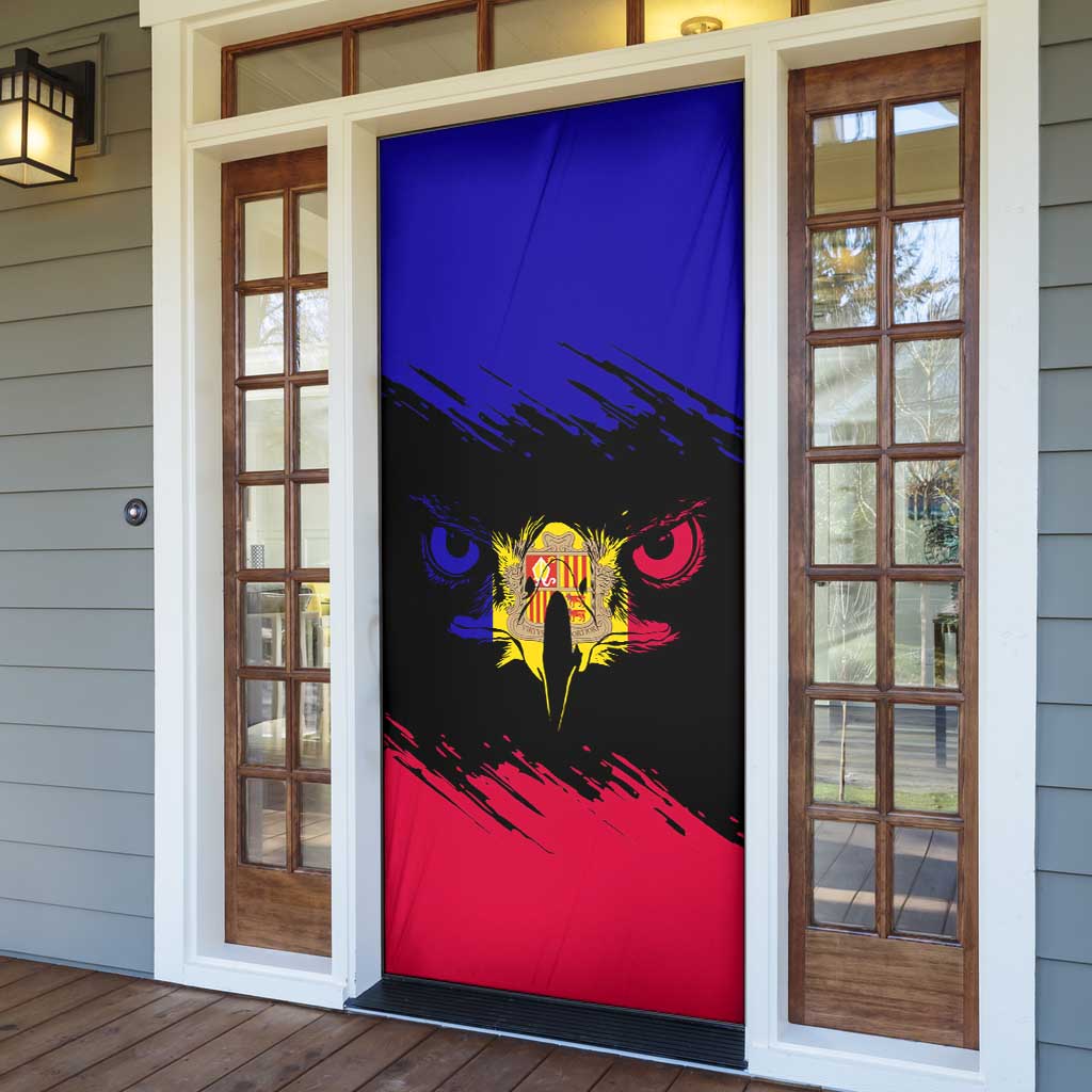 Andorra Door Cover with Eagle Eyes and Paint Stroke Design - Wonder Print Shop