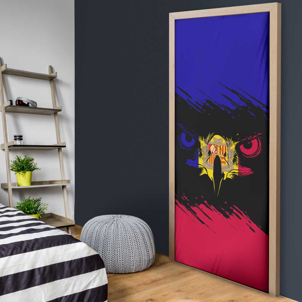 Andorra Door Cover with Eagle Eyes and Paint Stroke Design - Wonder Print Shop