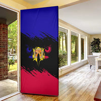 Andorra Door Cover with Eagle Eyes and Paint Stroke Design - Wonder Print Shop