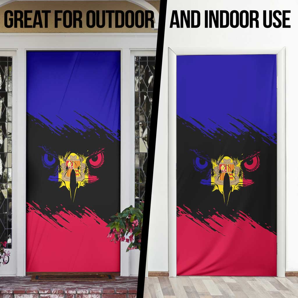 Andorra Door Cover with Eagle Eyes and Paint Stroke Design - Wonder Print Shop