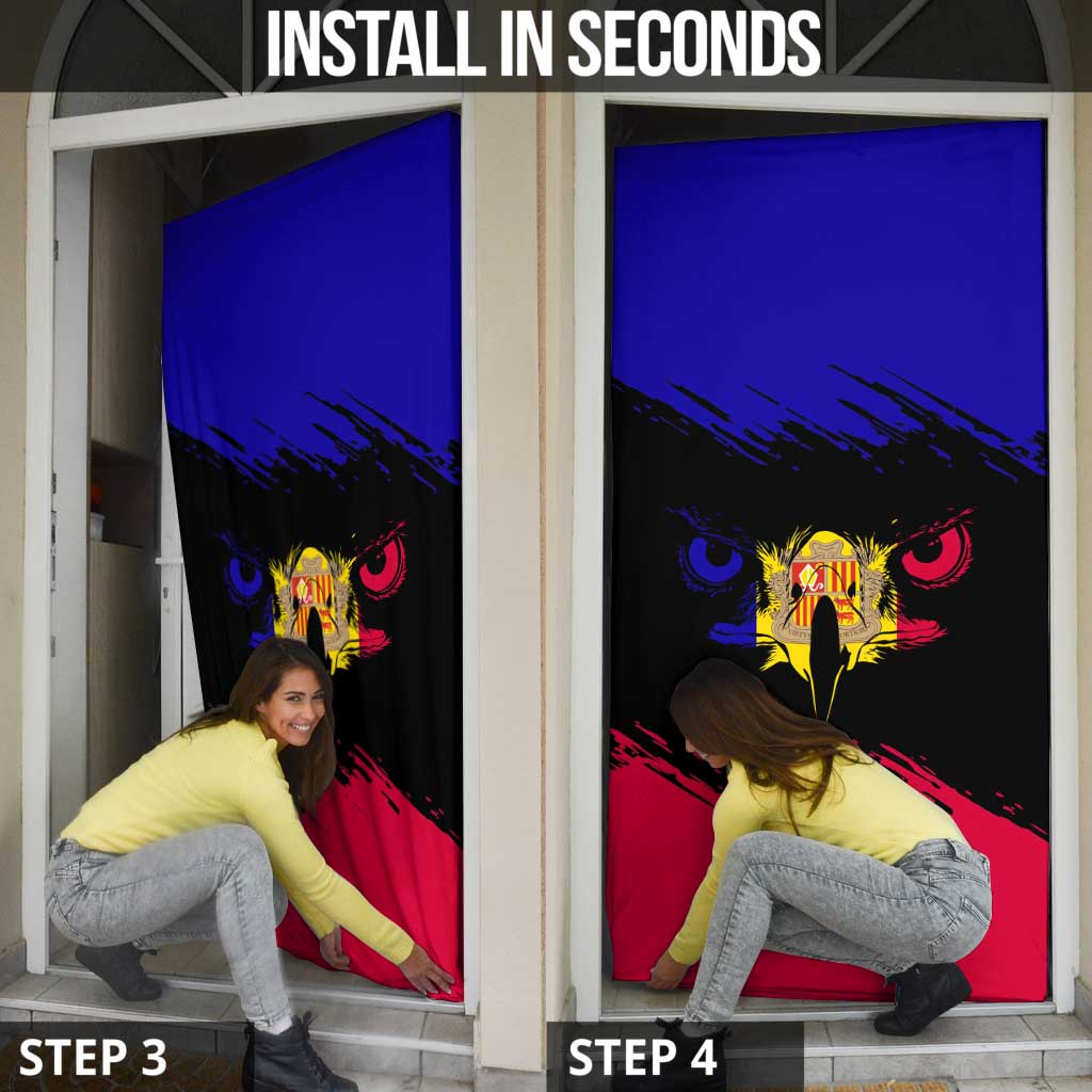 Andorra Door Cover with Eagle Eyes and Paint Stroke Design - Wonder Print Shop