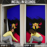 Andorra Door Cover with Eagle Eyes and Paint Stroke Design - Wonder Print Shop