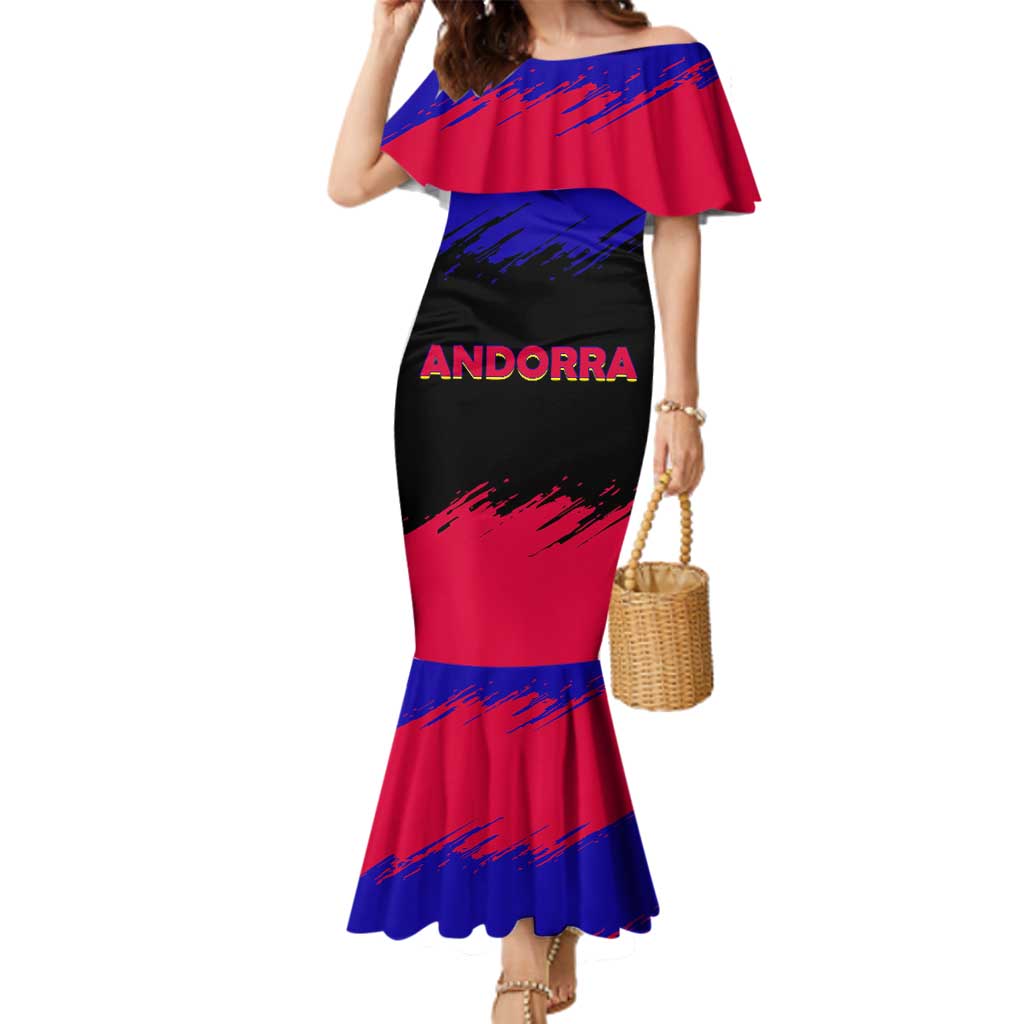 Andorra Family Matching Mermaid Dress and Hawaiian Shirt with Eagle Eyes and Paint Stroke Design - Wonder Print Shop
