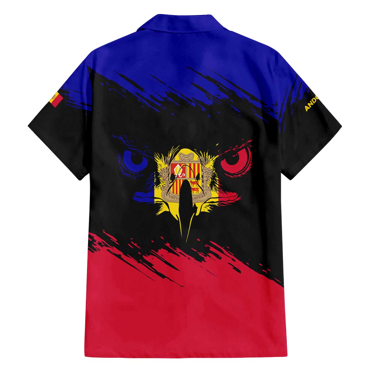 Andorra Family Matching Off The Shoulder Long Sleeve Dress and Hawaiian Shirt with Eagle Eyes and Paint Stroke Design - Wonder Print Shop