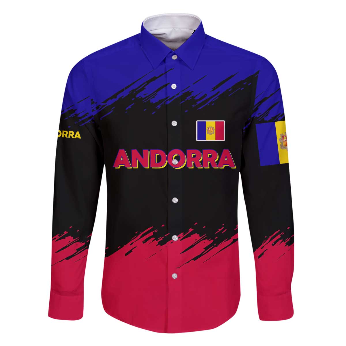 Andorra Family Matching Off The Shoulder Long Sleeve Dress and Hawaiian Shirt with Eagle Eyes and Paint Stroke Design - Wonder Print Shop