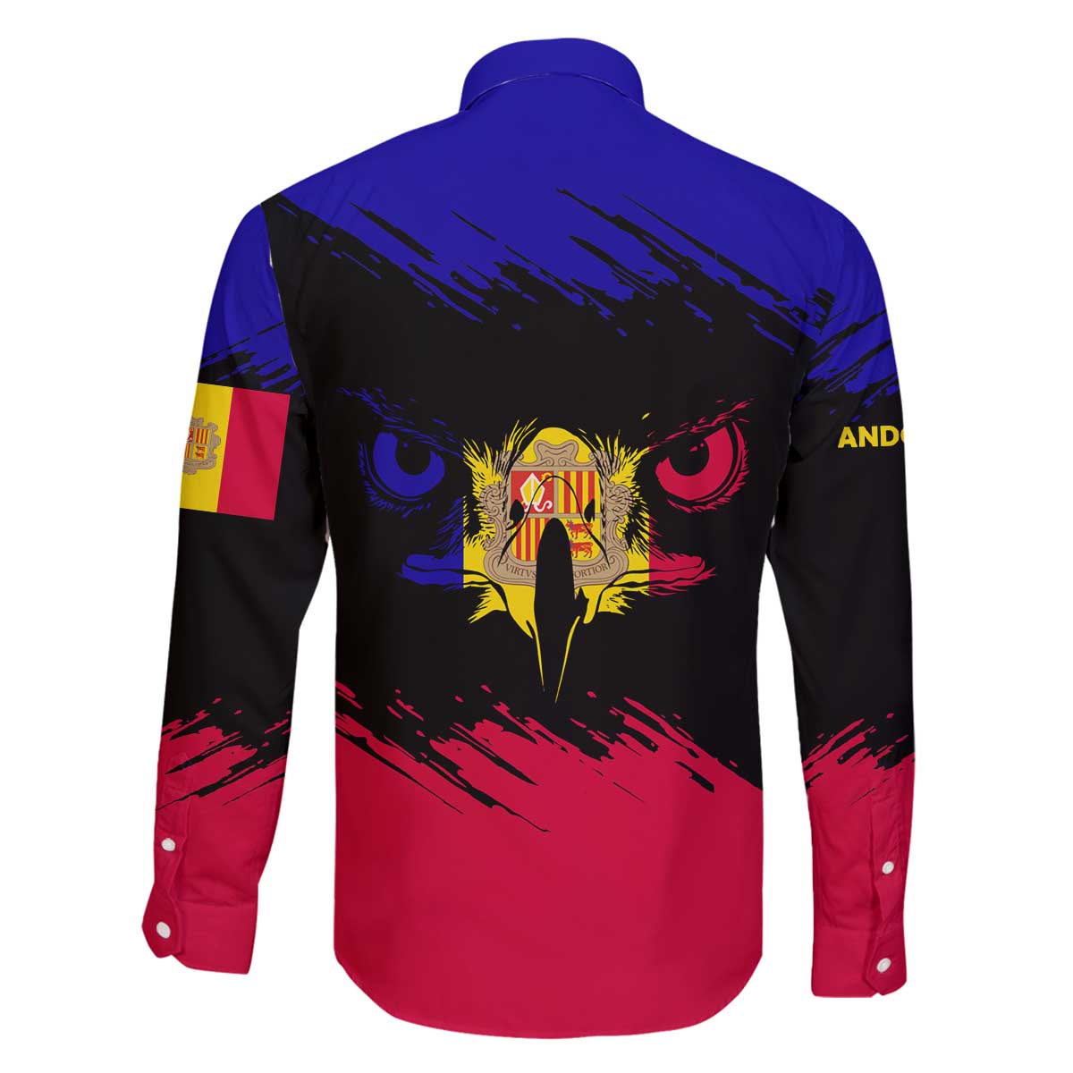 Andorra Family Matching Off The Shoulder Long Sleeve Dress and Hawaiian Shirt with Eagle Eyes and Paint Stroke Design - Wonder Print Shop