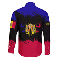 Andorra Family Matching Off The Shoulder Long Sleeve Dress and Hawaiian Shirt with Eagle Eyes and Paint Stroke Design - Wonder Print Shop