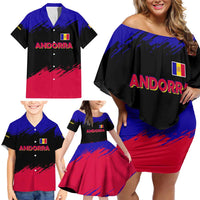 Andorra Family Matching Off Shoulder Short Dress and Hawaiian Shirt with Eagle Eyes and Paint Stroke Design - Wonder Print Shop
