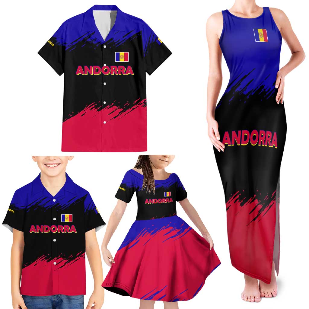 Andorra Family Matching Tank Maxi Dress and Hawaiian Shirt with Eagle Eyes and Paint Stroke Design - Wonder Print Shop
