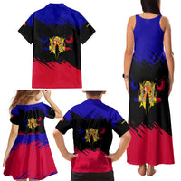 Andorra Family Matching Tank Maxi Dress and Hawaiian Shirt with Eagle Eyes and Paint Stroke Design - Wonder Print Shop