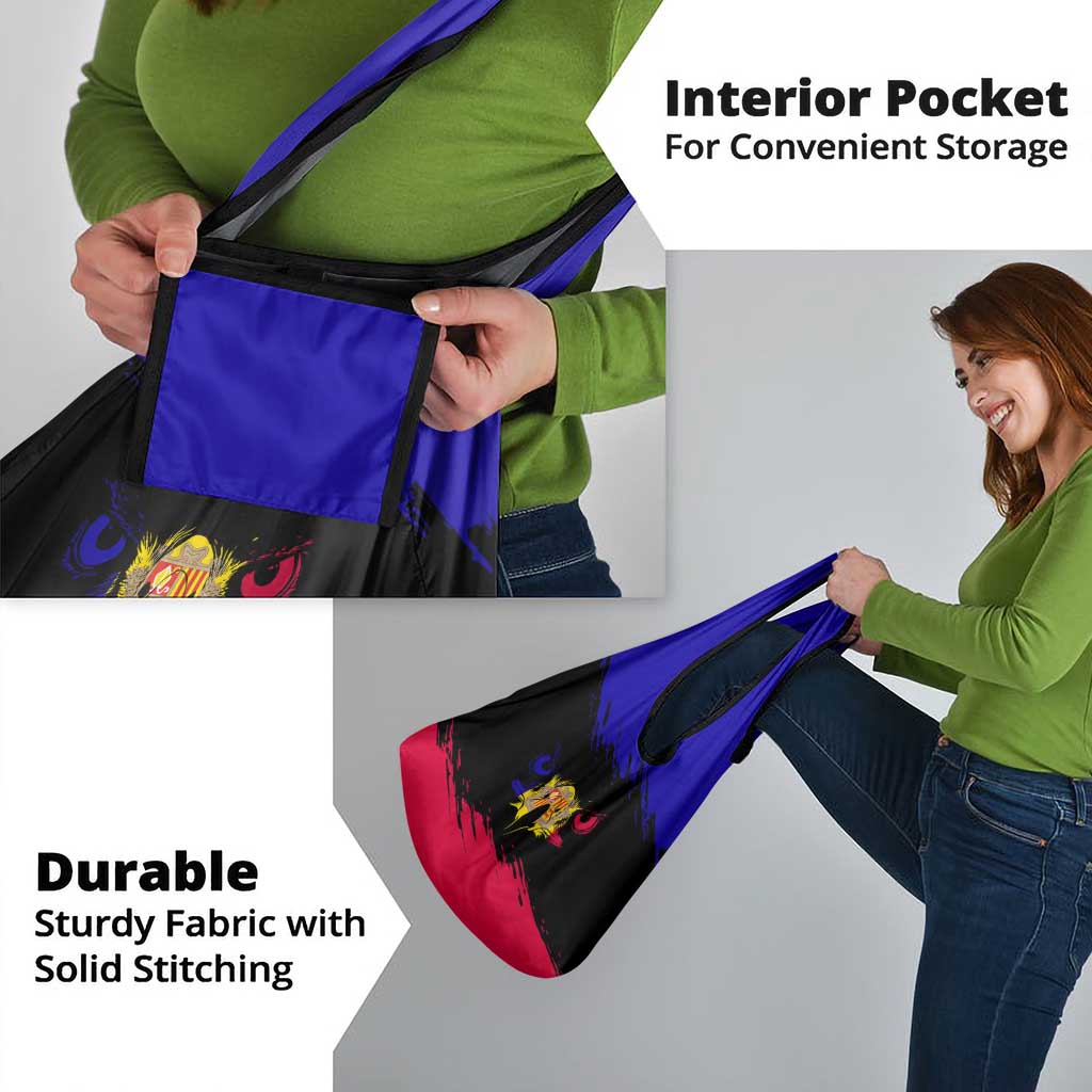 Andorra Grocery Bag with Eagle Eyes and Paint Stroke Design - Wonder Print Shop