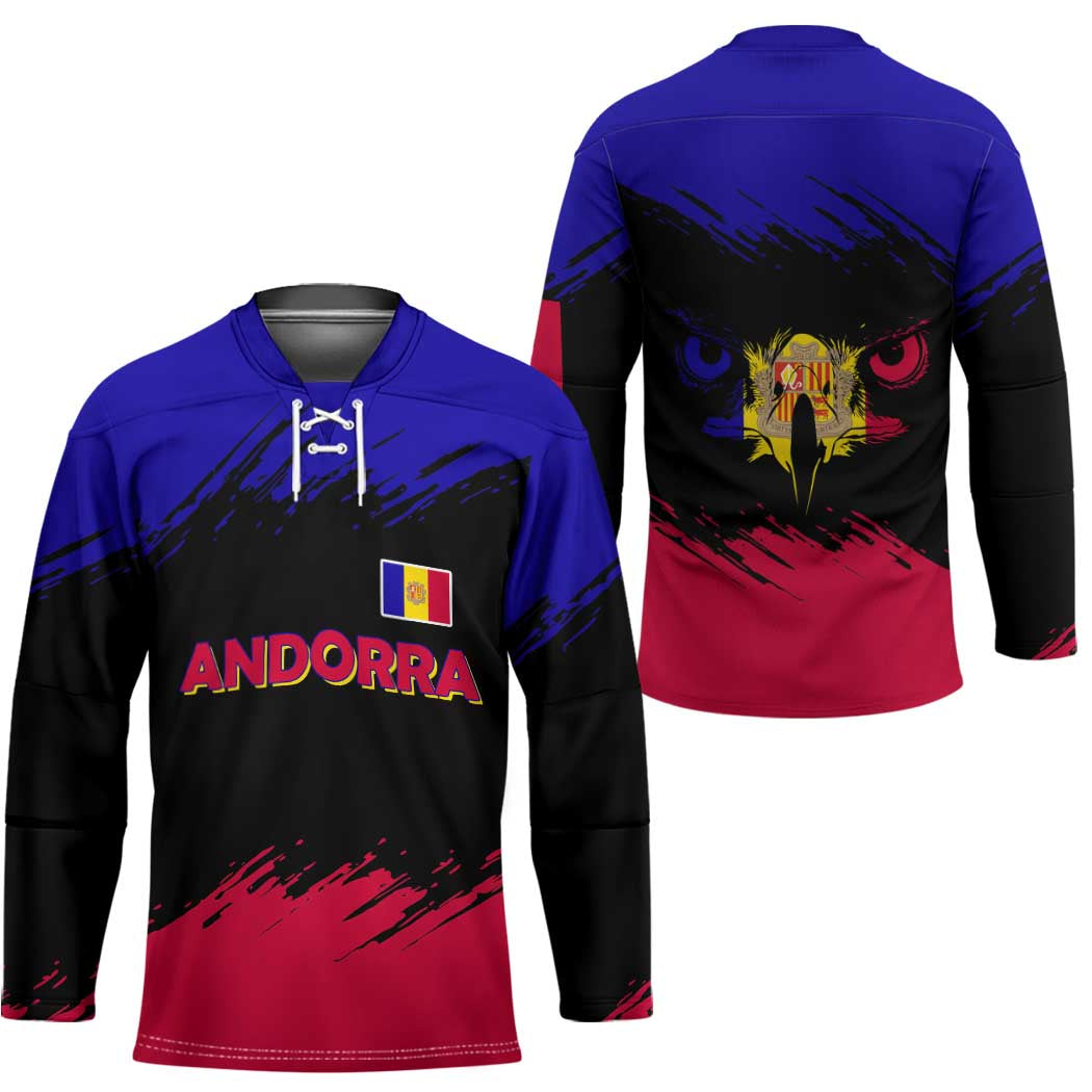 Andorra Hockey Jersey with Eagle Eyes and Paint Stroke Design - Wonder Print Shop